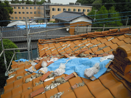 屋根修理の写真２　成田市,佐倉市の雨漏り・屋根・瓦・棟・修理・葺き替え 工事なら屋根プロ１１０番